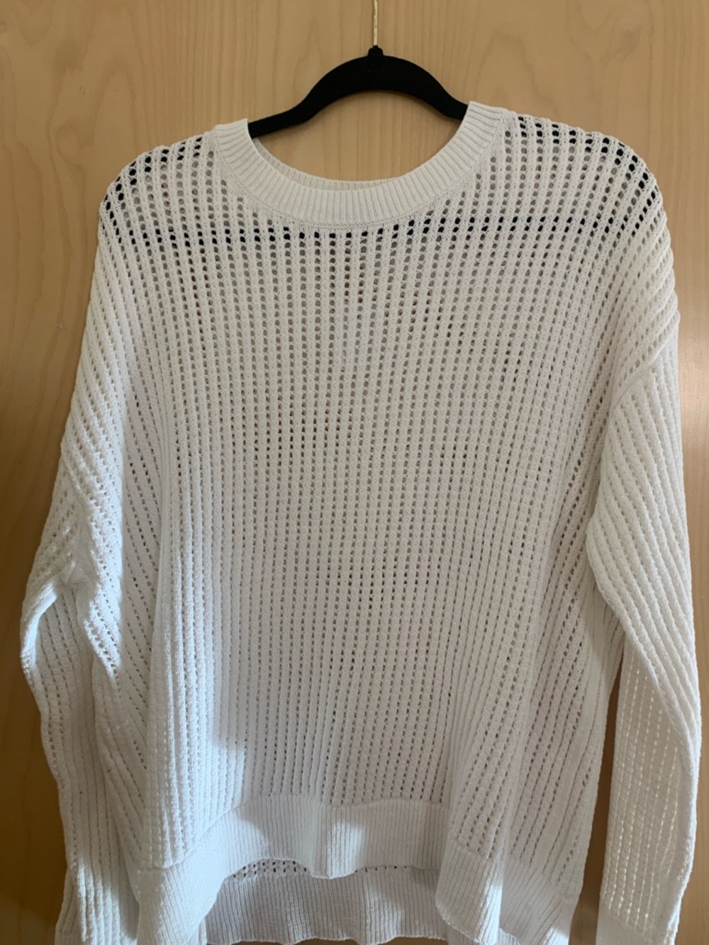 LOFT White Open-Weave Crewneck Sweater